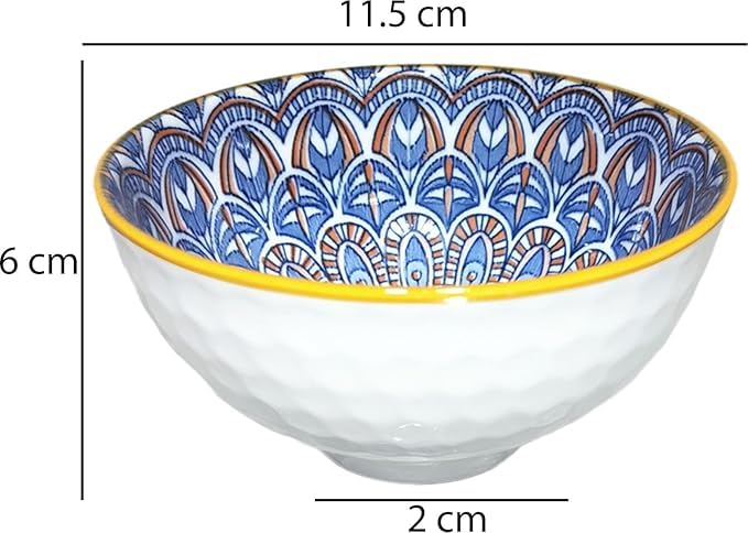 Femora Porcelain Bowl Set of 4 – Microwave & Dishwasher Safe, BPA & Lead-Free Dinner Bowls for Snacks, Rice, Dal, Fruits, Salad | Elegant Serving Bowls, Gift-Pack Ideal for Gifting- Mandala Print - Image 3