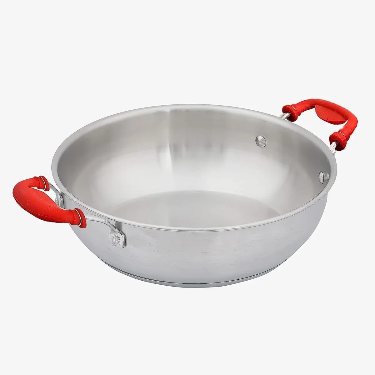Kadhai with Silicone Handle, Bonded Tri-Ply Bottom, 26 cm,Silver, - Image 3