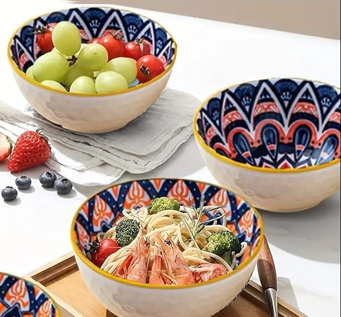 Femora Porcelain Bowl Set of 4 – Microwave & Dishwasher Safe, BPA & Lead-Free Dinner Bowls for Snacks, Rice, Dal, Fruits, Salad | Elegant Serving Bowls, Gift-Pack Ideal for Gifting- Mandala Print - Image 4