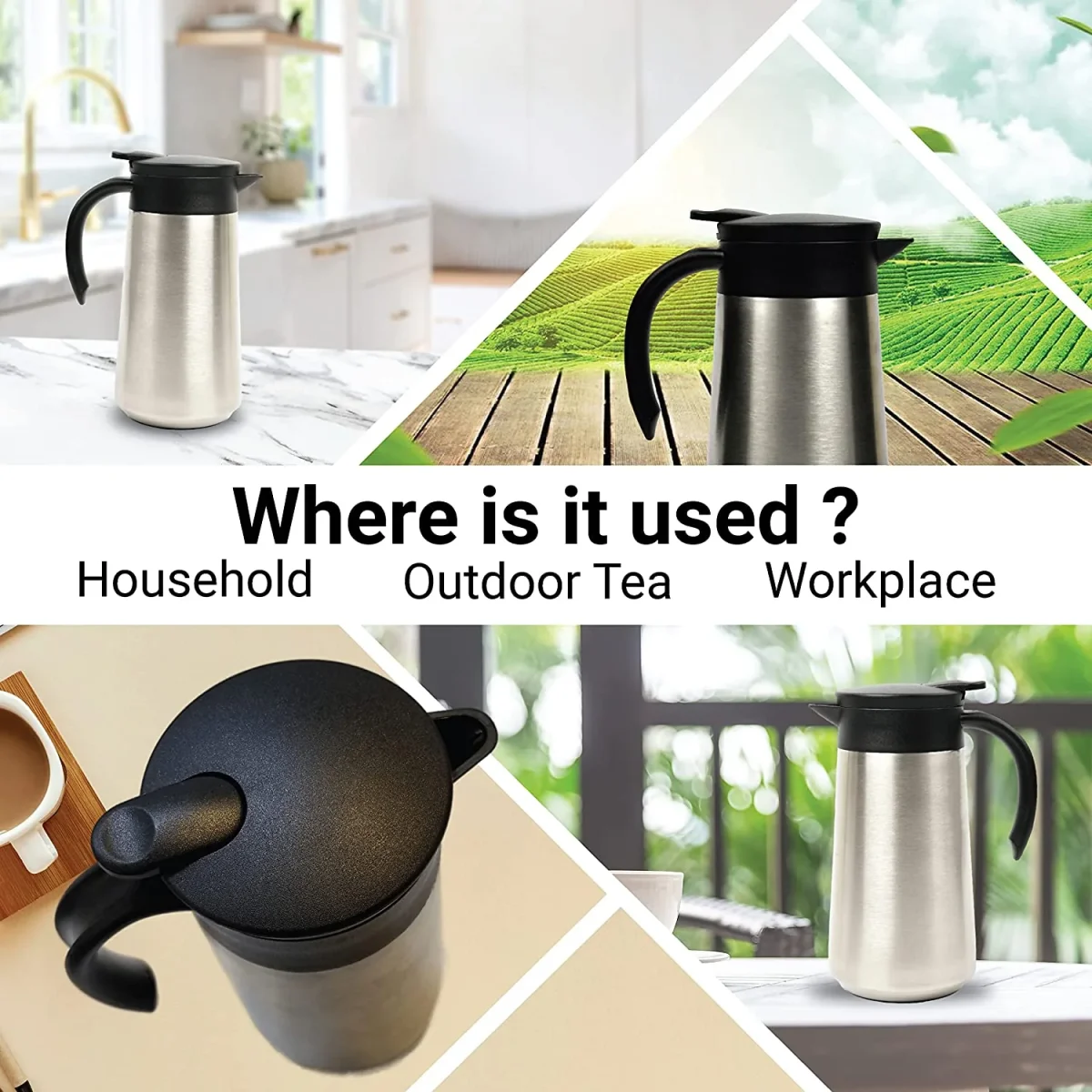 Stainless Steel Vacuum Insulated Multipurpose Thermosteel Flask with Handle, 750 ML, Silver - Image 7