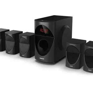 Philips Audio in-SPA 5190B/94 5.1 Channel 90W Multimedia Bluetooth Speaker System with 5x10W Satellite Speakers, LED Display, 40W Subwoofer & Multi-Connectivity Options (Black)