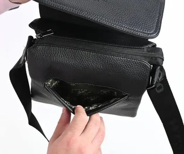 Genuine Leather Sling Bag with 2 Year Warranty (Black) - Image 3