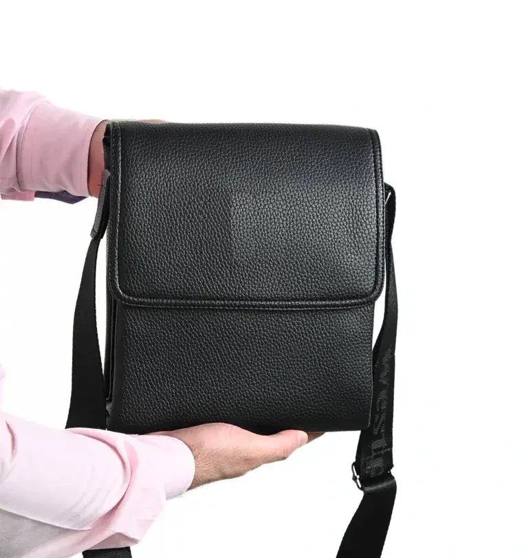 Genuine Leather Sling Bag with 2 Year Warranty (Black)